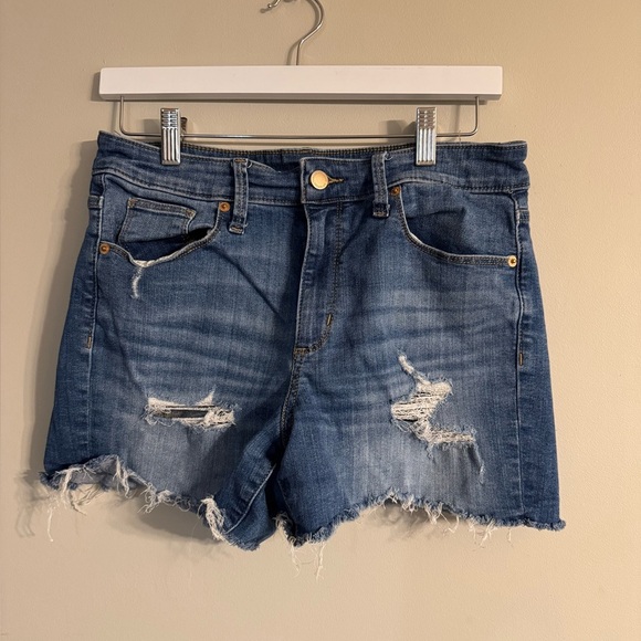 Universal Thread High Rise Midi Distressed Denim Shorts - Picture 1 of 5